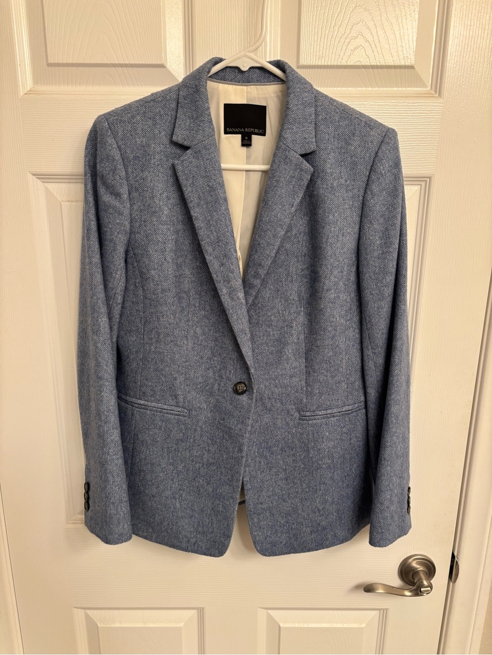 Banana Republic Women's Heathered Blue Single-Button Blazer